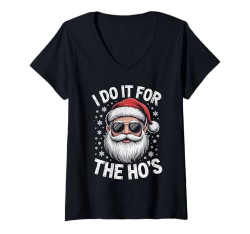 Damen Ich Mache es für den lustigen Weihnachtsmann von The Ho T-Shirt mit V-Ausschnitt Damen Ich Mache es für den lustigen Weihnachtsmann von The Ho T-Shirt mit V-Ausschnitt von Cute I Do It For The Ho's Funny Christmas Santa
