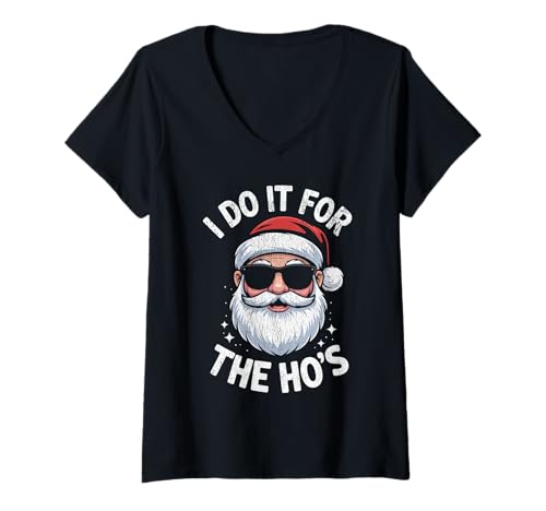 Damen Ich Mache es für den lustigen Weihnachtsmann von The Ho T-Shirt mit V-Ausschnitt Damen Ich Mache es für den lustigen Weihnachtsmann von The Ho T-Shirt mit V-Ausschnitt von Cute I Do It For The Ho's Funny Christmas Santa