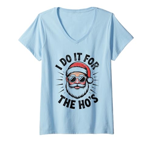 Damen Ich Mache es für den lustigen Weihnachtsmann von The Ho T-Shirt mit V-Ausschnitt Damen Ich Mache es für den lustigen Weihnachtsmann von The Ho T-Shirt mit V-Ausschnitt von Cute I Do It For The Ho's Funny Christmas Santa