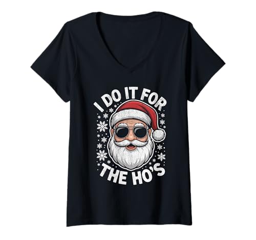 Damen Ich Mache es für den lustigen Weihnachtsmann von The Ho T-Shirt mit V-Ausschnitt Damen Ich Mache es für den lustigen Weihnachtsmann von The Ho T-Shirt mit V-Ausschnitt von Cute I Do It For The Ho's Funny Christmas Santa