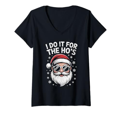 Damen Ich Mache es für den lustigen Weihnachtsmann von The Ho T-Shirt mit V-Ausschnitt Damen Ich Mache es für den lustigen Weihnachtsmann von The Ho T-Shirt mit V-Ausschnitt von Cute I Do It For The Ho's Funny Christmas Santa