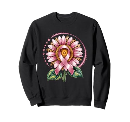 Brustkrebs Sonnenblume Rosa Schleife Leopard Bewusstsein Frauen Sweatshirt von Cute In October We Wear Pink