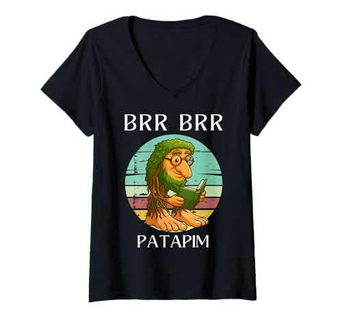 Damen BRR BRR Patapim Lesebuch Lustiges italienisches Gehirnrot Meme Kid T-Shirt mit V-Ausschnitt Damen BRR BRR Patapim Lesebuch Lustiges italienisches Gehirnrot Meme Kid T-Shirt mit V-Ausschnitt von Cute Internet humor Librarians Bookworm Book Clubs