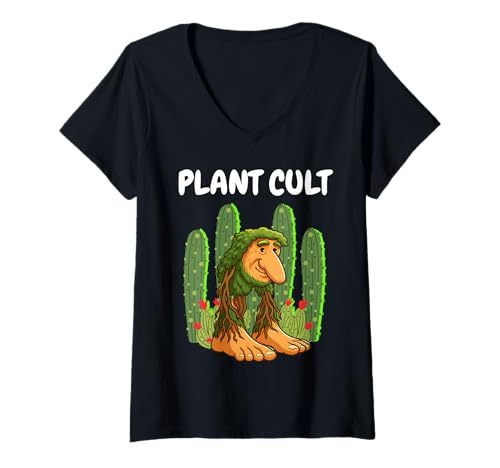 Damen Plant Cult Funny Gardening Plants Gardener Brr Patapim T-Shirt mit V-Ausschnitt Damen Plant Cult Funny Gardening Plants Gardener Brr Patapim T-Shirt mit V-Ausschnitt von Cute Italian Brainrot Meme Cactus Plant Lover Kids