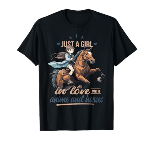 Nur ein Mädchen in Liebe mit Anime und Pferden süßes kawaii T-Shirt von Cute Japan Anime and Manga Lover Horse Designs