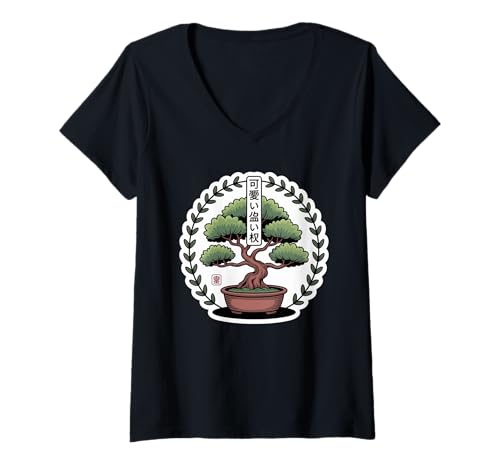 Damen Kawaii Bonsai Baum - Japanischer Zen-Garten Ästhetik T-Shirt mit V-Ausschnitt Damen Kawaii Bonsai Baum - Japanischer Zen-Garten Ästhetik T-Shirt mit V-Ausschnitt von Cute Japanese Bonsai Zen - Kawaii Plant Parent