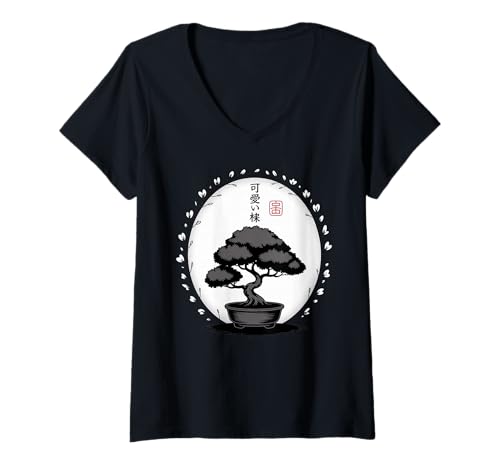 Damen Minimalist Calm Zen Garden – Klassischer Kawaii-Bonsai T-Shirt mit V-Ausschnitt Damen Minimalist Calm Zen Garden – Klassischer Kawaii-Bonsai T-Shirt mit V-Ausschnitt von Cute Japanese Bonsai Zen - Kawaii Plant Parent