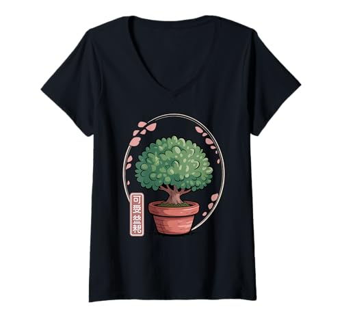 Damen Zen Bonsai – Kawaii japanische Pflanzenliebhaber-Vibes T-Shirt mit V-Ausschnitt Damen Zen Bonsai – Kawaii japanische Pflanzenliebhaber-Vibes T-Shirt mit V-Ausschnitt von Cute Japanese Bonsai Zen - Kawaii Plant Parent