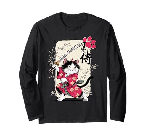 Kawaii Samurai Katze - Cute Japanese Katana - Women - Cat Girl Langarmshirt Kawaii Samurai Katze - Cute Japanese Katana - Women - Cat Girl Langarmshirt von Cute Japanese Chibi Samurai Cats