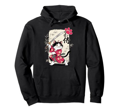 Kawaii Samurai Katze - Cute Japanese Katana - Women - Cat Girl Pullover Hoodie Kawaii Samurai Katze - Cute Japanese Katana - Women - Cat Girl Pullover Hoodie von Cute Japanese Chibi Samurai Cats