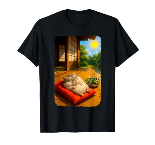 Süßer japanischer Hamster entspannt Sich auf Kissen Summer Vibe T-Shirt von Cute Japanese Hamster Cushion Summer Vibes