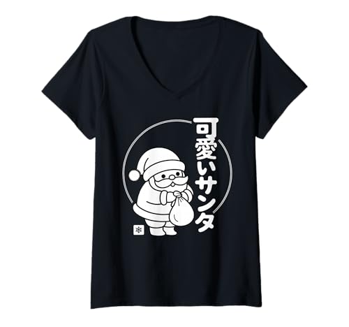 Damen Kawaii Santa - Chibi Style Weihnachten T-Shirt mit V-Ausschnitt Damen Kawaii Santa - Chibi Style Weihnachten T-Shirt mit V-Ausschnitt von Cute Japanese Santa - Kawaii Anime Aesthetic
