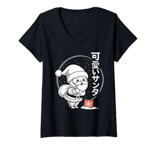 Damen Niedlicher Traum-Kawaii-Weihnachtsmann T-Shirt mit V-Ausschnitt Damen Niedlicher Traum-Kawaii-Weihnachtsmann T-Shirt mit V-Ausschnitt von Cute Japanese Santa - Kawaii Anime Aesthetic