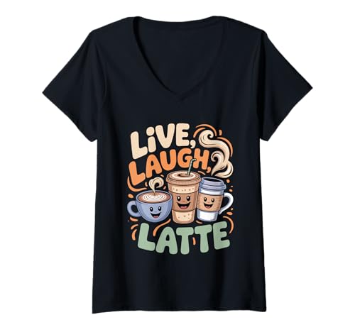 Damen Lustiges Retro-Kaffee-Zitat für Männer, Frauen, Kinder T-Shirt mit V-Ausschnitt Damen Lustiges Retro-Kaffee-Zitat für Männer, Frauen, Kinder T-Shirt mit V-Ausschnitt von Cute Kawaii Coffee Clothing for Men Women and Kids