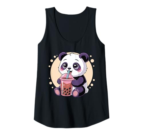 Damen Niedlicher Kawaii Panda Kawaii Anime Trinken Bubble Tea Mädchen Kinder Tank Top von Cute Kawaii Panda Drinks Boba Bubble Tea