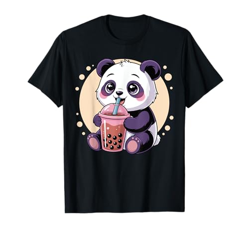 Niedlicher Kawaii Panda Kawaii Anime Trinken Bubble Tea Mädchen Kinder T-Shirt von Cute Kawaii Panda Drinks Boba Bubble Tea