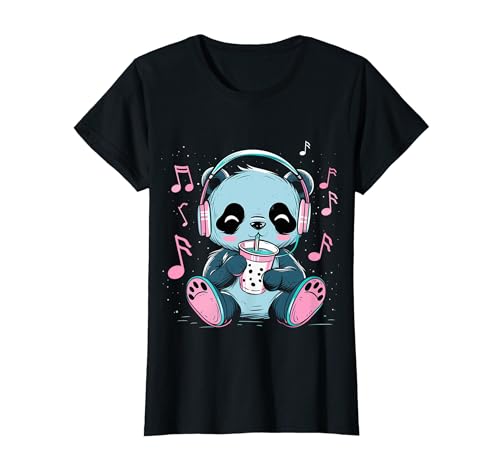 Panda Bär hört Musik K-Pop Niedlich Kawaii Kinder Mädchen T-Shirt von Cute Kawaii Panda Listening To Music