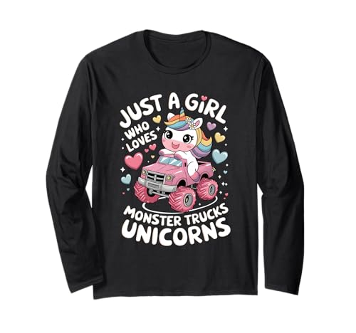 Nur EIN Mädchen, das Monster Trucks und Einhörner für Kinder liebt Langarmshirt von Cute Kawaii Unicorn Rainbow Pastel Birthday Party