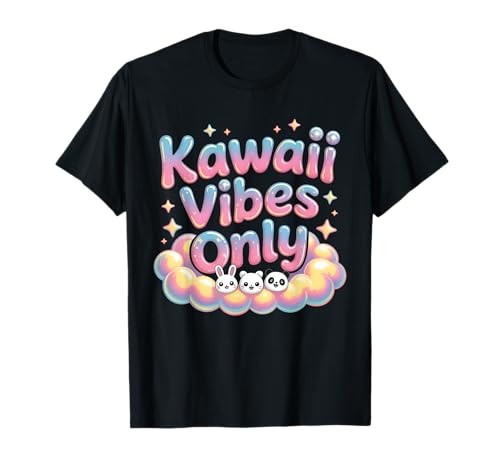 Kawaii Vibes Only Niedliche Pastell Ästhetische Hasen Panda Katze Kinder T-Shirt von Cute Kawaii Vibes: Sweet Styles for All Ages