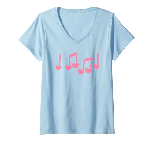 Damen Herz-Musiknoten, niedliches Musikliebhaber-Design, für Damen und Mädchen T-Shirt mit V-Ausschnitt Damen Herz-Musiknoten, niedliches Musikliebhaber-Design, für Damen und Mädchen T-Shirt mit V-Ausschnitt von Cute Kids Musician Musical Instrument Girls Tees