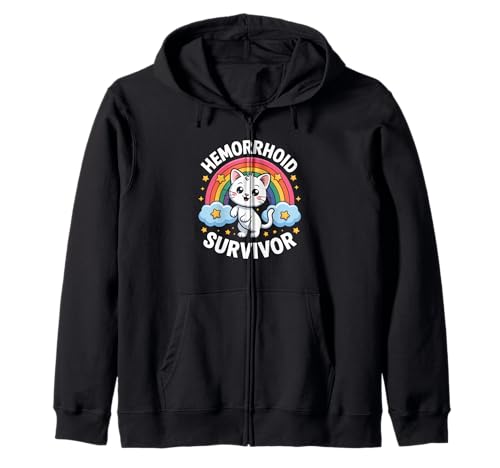 Lustige Hämorrhoiden Überlebende Spruch Humorvolle Katze Regen Frauen Männer Kapuzenjacke Lustige Hämorrhoiden Überlebende Spruch Humorvolle Katze Regen Frauen Männer Kapuzenjacke von Cute Kitten Medical Humor Comedy Health Joke
