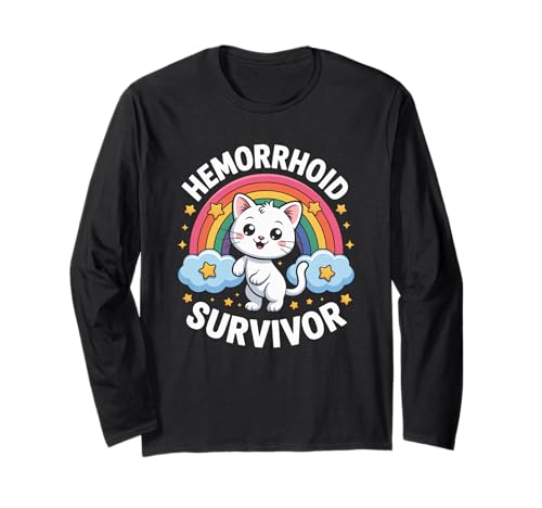 Lustige Hämorrhoiden Überlebende Spruch Humorvolle Katze Regen Frauen Männer Langarmshirt Lustige Hämorrhoiden Überlebende Spruch Humorvolle Katze Regen Frauen Männer Langarmshirt von Cute Kitten Medical Humor Comedy Health Joke