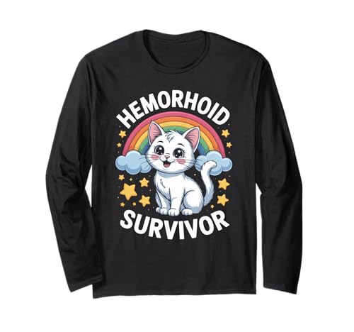 Lustige Hämorrhoiden Überlebende Spruch Humorvolle Katze Regen Frauen Männer Langarmshirt Lustige Hämorrhoiden Überlebende Spruch Humorvolle Katze Regen Frauen Männer Langarmshirt von Cute Kitten Medical Humor Comedy Health Joke