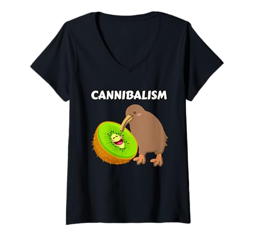 Damen Lustiger niedlicher Kiwi Kannibalismus Wortspiel Kiwi Obst Kiwi Vogel Witz T-Shirt mit V-Ausschnitt Damen Lustiger niedlicher Kiwi Kannibalismus Wortspiel Kiwi Obst Kiwi Vogel Witz T-Shirt mit V-Ausschnitt von Cute Kiwi Cannibalism Pun Kiwi Fruit Kiwi Bird