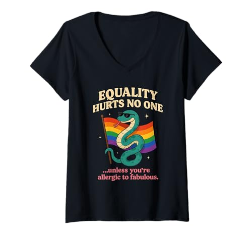 Damen Equality Hurts No One Funny Pride Snake Fabulous Rainbow T-Shirt mit V-Ausschnitt Damen Equality Hurts No One Funny Pride Snake Fabulous Rainbow T-Shirt mit V-Ausschnitt von Cute LGBTQ+ Pride Month Rainbow Flag Parade Outfit