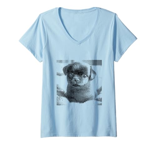 Damen Abstrakter Labrador Welpe Hund Papa Hund Mama T-Shirt mit V-Ausschnitt Damen Abstrakter Labrador Welpe Hund Papa Hund Mama T-Shirt mit V-Ausschnitt von Cute Labrador Puppy Designs