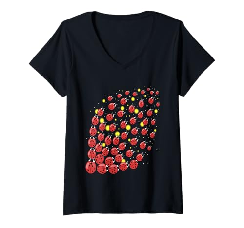 Damen Marienkäfer Marienkäfer Naturliebhaber Insektenfächer Entomophile T-Shirt mit V-Ausschnitt Damen Marienkäfer Marienkäfer Naturliebhaber Insektenfächer Entomophile T-Shirt mit V-Ausschnitt von Cute Ladybug