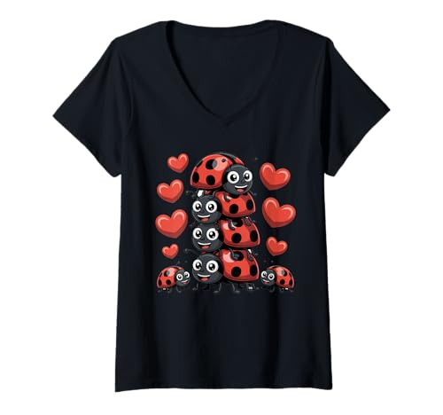 Damen Marienkäfer Marienkäfer Naturliebhaber Insektenfächer Entomophile T-Shirt mit V-Ausschnitt Damen Marienkäfer Marienkäfer Naturliebhaber Insektenfächer Entomophile T-Shirt mit V-Ausschnitt von Cute Ladybug