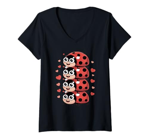 Damen Marienkäfer Marienkäfer Naturliebhaber Insektenfächer Entomophile T-Shirt mit V-Ausschnitt Damen Marienkäfer Marienkäfer Naturliebhaber Insektenfächer Entomophile T-Shirt mit V-Ausschnitt von Cute Ladybug