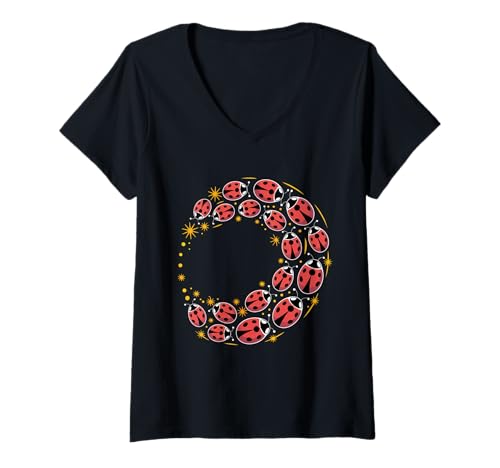Damen Marienkäfer Marienkäfer Naturliebhaber Insektenfächer Entomophile T-Shirt mit V-Ausschnitt Damen Marienkäfer Marienkäfer Naturliebhaber Insektenfächer Entomophile T-Shirt mit V-Ausschnitt von Cute Ladybug