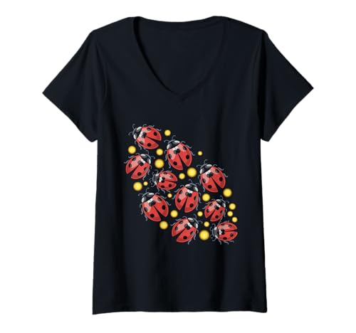 Damen Marienkäfer Marienkäfer Naturliebhaber Insektenfächer Entomophile T-Shirt mit V-Ausschnitt Damen Marienkäfer Marienkäfer Naturliebhaber Insektenfächer Entomophile T-Shirt mit V-Ausschnitt von Cute Ladybug