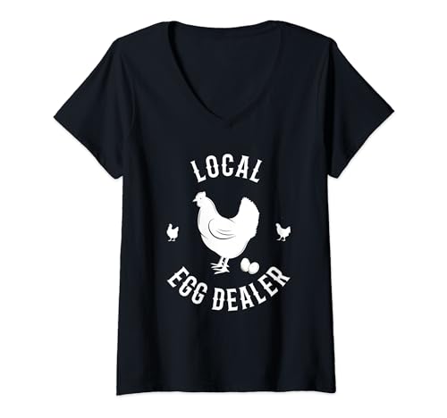 Damen Funny Local Egg Dealer Support Your Local Egg Dealer Farmer T-Shirt mit V-Ausschnitt Damen Funny Local Egg Dealer Support Your Local Egg Dealer Farmer T-Shirt mit V-Ausschnitt von Cute Local Egg Dealer