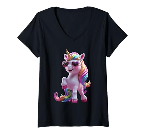Damen Niedliches magisches Pferd, lustiges Unisex-Design für Männer und Frauen T-Shirt mit V-Ausschnitt von Cute Magic Horse Funny Unisex Design Men Women Tee