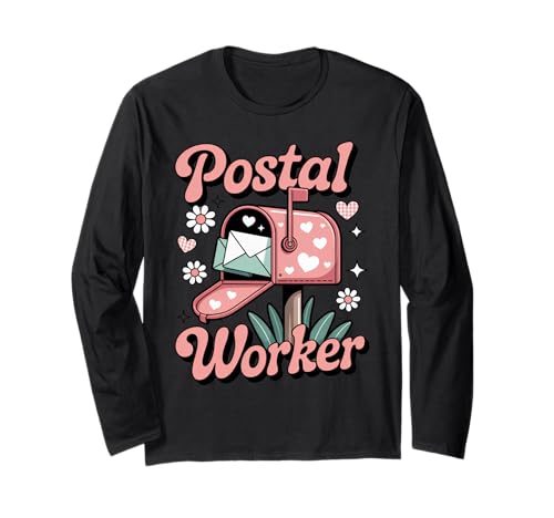 Lustiger Postangestellter Spruch Humorvoller Briefkasten Liebe Frauen Männer Langarmshirt von Cute Mail Carrier Heart Envelope Post Office