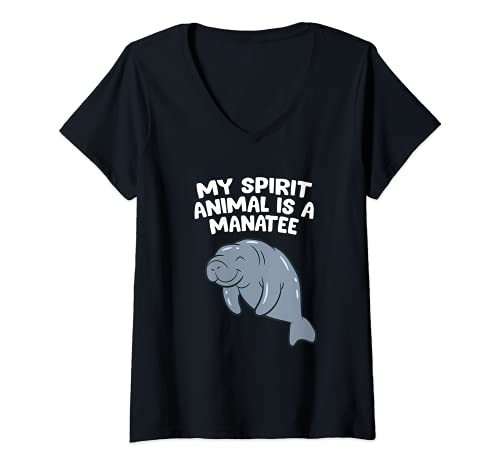 Damen Lustiges Seekuh-Liebhabergeschenk My Spirit Animal Is A Manatee T-Shirt mit V-Ausschnitt Damen Lustiges Seekuh-Liebhabergeschenk My Spirit Animal Is A Manatee T-Shirt mit V-Ausschnitt von Cute Manatee Gifts And Tees