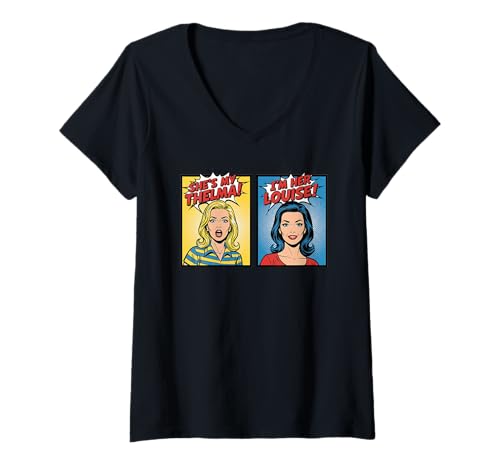 Damen Every Thelma Needs A Louise Comic Retro Beste Freundinnen für Damen T-Shirt mit V-Ausschnitt Damen Every Thelma Needs A Louise Comic Retro Beste Freundinnen für Damen T-Shirt mit V-Ausschnitt von Cute Matching Besties Comic Design For Women