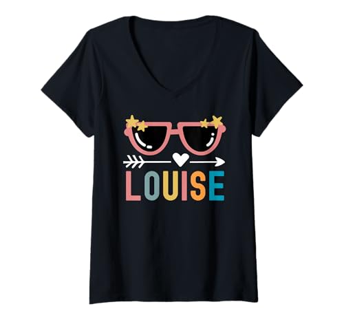 Damen Louise Retro Sonnenbrille Love Cute Matching Best Friends T-Shirt mit V-Ausschnitt Damen Louise Retro Sonnenbrille Love Cute Matching Best Friends T-Shirt mit V-Ausschnitt von Cute Matching Besties Graphic For Women
