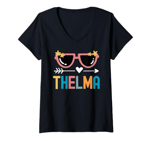 Damen Thelma Retro Sonnenbrille Love Cute Matching Best Friends T-Shirt mit V-Ausschnitt Damen Thelma Retro Sonnenbrille Love Cute Matching Best Friends T-Shirt mit V-Ausschnitt von Cute Matching Besties Graphic For Women