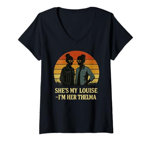 Damen She's My Louise I'm Her Thelma Sunset Beste Freundinnen für Frauen T-Shirt mit V-Ausschnitt Damen She's My Louise I'm Her Thelma Sunset Beste Freundinnen für Frauen T-Shirt mit V-Ausschnitt von Cute Matching Besties Sunset Design For Women