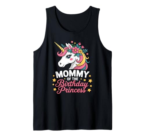 Mama der Geburtstags-Prinzessin Einhorn Tank Top von Cute Matching Birthday Party Princess Moms