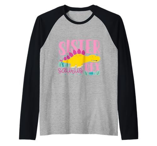 Sister Saurus Rex Lustiger Dinosaurier Kinder Mädchen Raglan Sister Saurus Rex Lustiger Dinosaurier Kinder Mädchen Raglan von Cute Matching Dinosaur Family Outfits