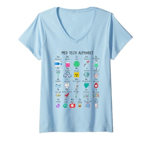 Damen Cute Med Tech Alphabet Lab Week 2023 Laborprofi T-Shirt mit V-Ausschnitt Damen Cute Med Tech Alphabet Lab Week 2023 Laborprofi T-Shirt mit V-Ausschnitt von Cute Med Tech Alphabet Lab Week 2023 Laboratory