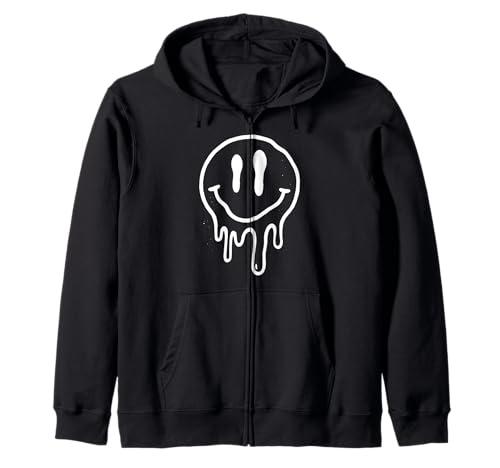 Melting Smile Face Happy Smiling Dripping Emoticons für Kinder Kapuzenjacke von Cute Melted Smile Face Groovy Funny Happy Face