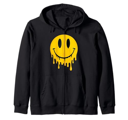 Melting Smile Face Happy Smiling Dripping Emoticons für Kinder Kapuzenjacke von Cute Melted Smile Face Groovy Funny Happy Face