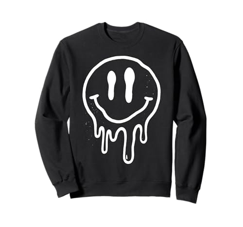 Melting Smile Face Happy Smiling Dripping Emoticons für Kinder Sweatshirt von Cute Melted Smile Face Groovy Funny Happy Face