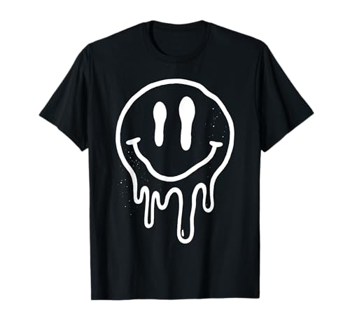 Melting Smile Face Happy Smiling Dripping Emoticons für Kinder T-Shirt von Cute Melted Smile Face Groovy Funny Happy Face